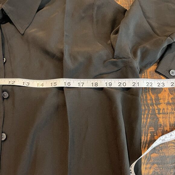 Boden Black Silk Button Up Shirt Sz 12 Carrier Minimalism 248 - Picture 5 of 6